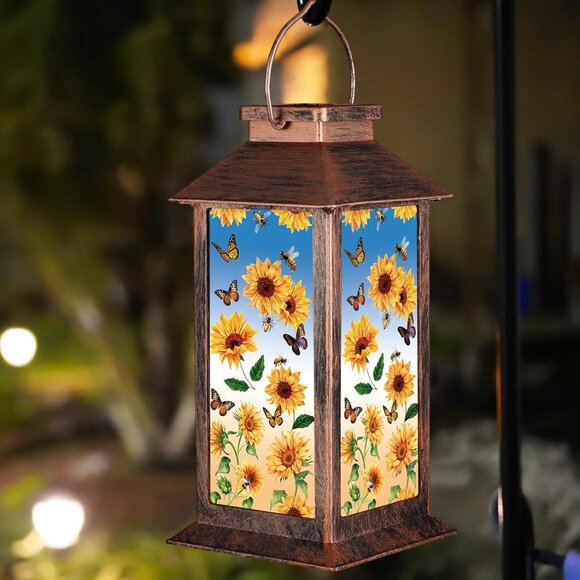 Other - Solar Lantern Outdoor Waterproof Sunflower Butterfly Garden Decor Birthday Gifts